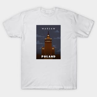 Warsaw, Poland. Retro travel poster T-Shirt